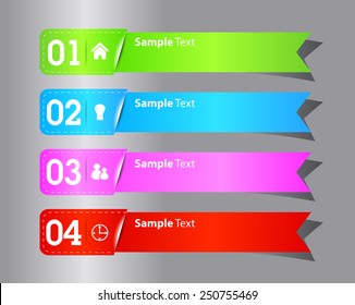 colorful modern text box template for website computer graphic and internet, numbers. label. ribbon