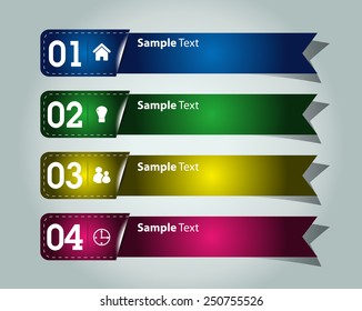 colorful modern text box template for website computer graphic and internet, numbers. label. ribbon