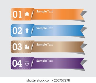 colorful modern text box template for website computer graphic and internet, numbers. label. ribbon