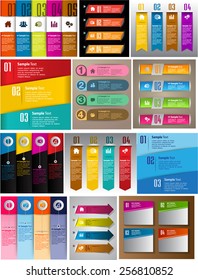 colorful modern text box template for website computer graphic and internet, numbers. Set of color frames for text or quotes. brochure. many, various. speech bubble