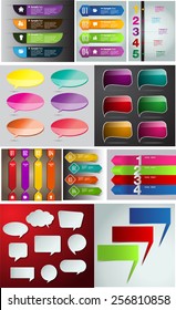 colorful modern text box template for website computer graphic and internet, numbers. Set of color frames for text or quotes. brochure. many, various. speech bubble