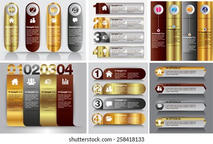 colorful modern text box template for website computer graphic business and internet, numbers. Set of color frames for text or quotes. brochure. many, various. gold silver