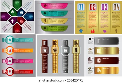colorful modern text box template for website computer graphic business and internet, numbers. Set of color frames for text or quotes. brochure. many, various. gold silver. 