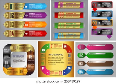 colorful modern text box template for website computer graphic business and internet, numbers. Set of color frames for text or quotes. brochure. many, various. gold. silver. cycle