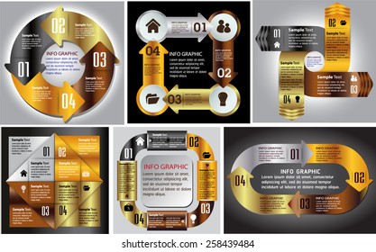 colorful modern text box template for website computer graphic business and internet, numbers. Set of color frames for text or quotes. brochure. many, various. gold. silver. cycle