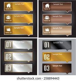 colorful modern text box template for website computer graphic business and internet, numbers. Set of color frames for text or quotes. brochure. many, various. gold. silver.