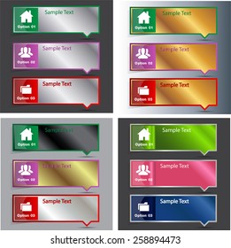 colorful modern text box template for website computer graphic business and internet, numbers. Set of color frames for text or quotes. brochure. many, various. gold. silver.