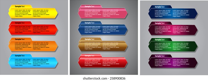colorful modern text box template for website computer graphic technology and internet, numbers. Set of color frames for text or quotes. brochure. many, various. label. card. 