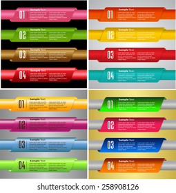 colorful modern text box template for website computer graphic business and internet, numbers. Set of color frames for text or quotes. brochure. many, various. gold. silver.