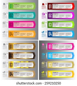 colorful modern text box template for website computer graphic business and internet, numbers. Set of color frames for text or quotes. brochure. many, various. gold. silver.