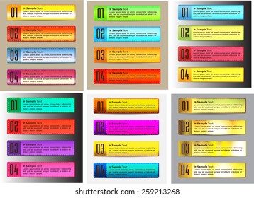 colorful modern text box template for website computer graphic business and internet, numbers. Set of color frames for text or quotes. brochure. many, various. gold