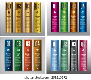 colorful modern text box template for website computer graphic business and internet, numbers. Set of color frames for text or quotes. brochure. many, various. gold. silver.