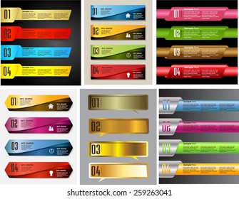 colorful modern text box template for website computer graphic business and internet, numbers. Set of color frames for text or quotes. brochure. many, various. gold. silver.