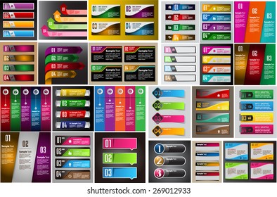 colorful modern text box template for website computer graphic technology and internet, numbers. Set of color frames for text or quotes. brochure. many, various