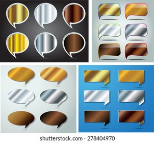 colorful modern text box template for website computer graphic technology business and internet, numbers. Set of color frames for text or quotes.many,various. infographics. gold silver.speech bubble