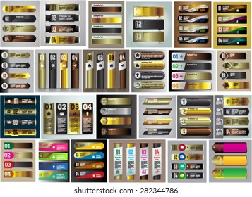 colorful modern text box template for website computer graphic technology and internet, numbers. Set of color frames for text or quotes. brochure. many, various. gold. silver. black. infographics