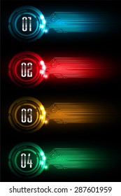 colorful modern text box template for website computer graphic technology and internet, numbers. Set of color frames for text or quotes. brochure. many, various. infographics. circuit