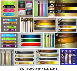 colorful modern text box template for website computer graphic technology and internet, numbers. Set of color frames for text or quotes. brochure. many, various. infographics. gold
