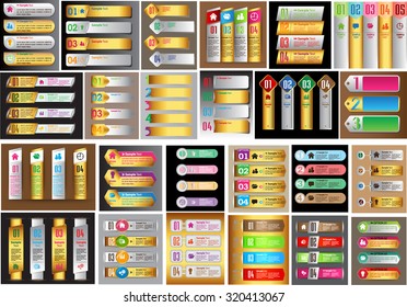 colorful modern text box template for website computer graphic technology and internet, numbers. Set of color frames for text or quotes. brochure. many, various. infographics. gold