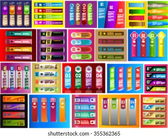 colorful modern text box template for website computer graphic technology and internet, numbers. Set of color frames for text or quotes. brochure. many, various