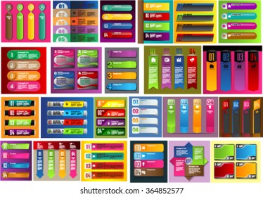 colorful modern text box template for website computer graphic technology and internet, numbers. Set of color frames for text or quotes. brochure. many, various