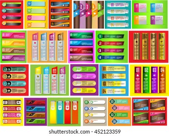 colorful modern text box template for website computer graphic technology and internet, numbers. Set of color frames for text or quotes. brochure. many, various