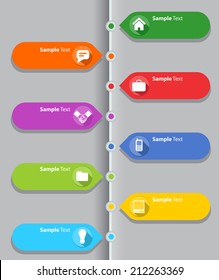 colorful modern text box time line template for website, icon, text box. 