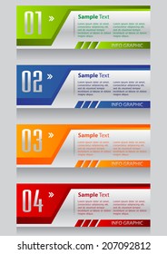 colorful modern text box for website graphic and business, numbers, icon. 