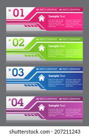 colorful modern text box for website graphic and business, numbers, icon. 