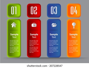 colorful modern text box for website graphic and business, numbers, icon. 