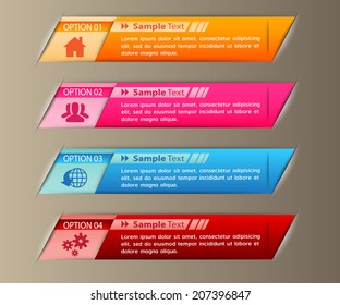 colorful modern text box for website graphic and business, numbers, icon. 