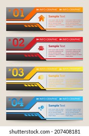 colorful modern text box for website graphic and business, numbers, icon. 