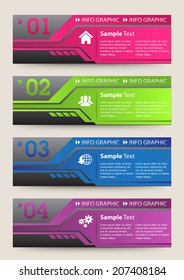 colorful modern text box for website graphic and business, numbers, icon. 