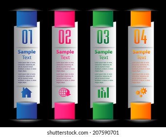 colorful modern text box for website graphic and business, numbers, icon. 