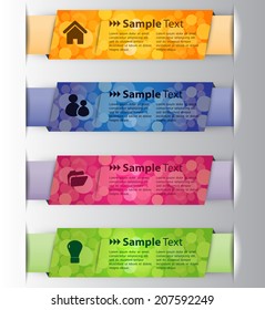 colorful modern text box for website graphic and business, icon, bokeh defocused colorful lights background.