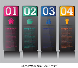 colorful modern text box for website graphic and business, numbers, icon. 