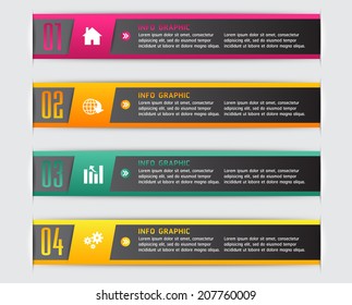 colorful modern text box for website graphic and business, numbers, icon. 