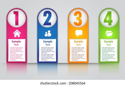 colorful modern text box for website graphic and business, numbers, icon. 