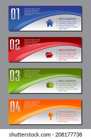 colorful modern text box for website graphic and business, numbers, icon. 