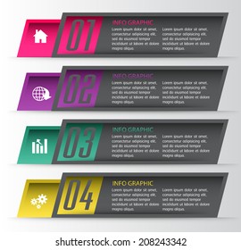 colorful modern text box for website graphic and business, numbers, icon. 