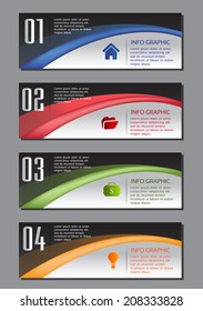 colorful modern text box for website graphic and business, numbers, icon. 