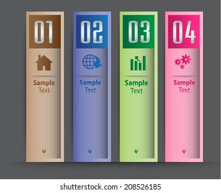 colorful modern text box for website graphic and business, numbers, icon. 