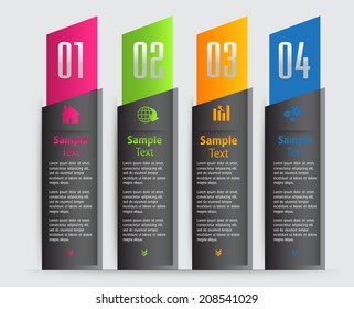 colorful modern text box for website graphic and business, numbers, icon. 