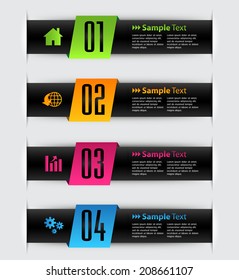 colorful modern text box for website graphic and business, numbers, icon. 