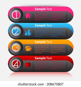 colorful modern text box for website graphic and business, numbers, icon. 