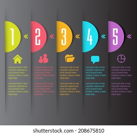 colorful modern text box for website graphic and business, numbers, icon. 