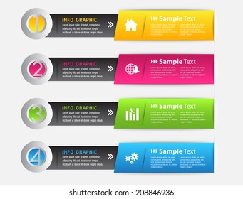 colorful modern text box for website graphic and business, numbers, icon. 