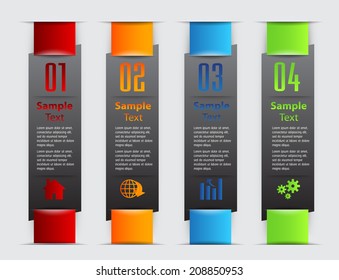 colorful modern text box for website graphic and business, numbers, icon. 
