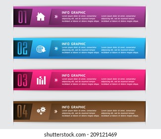 colorful modern text box for website graphic and business, numbers, icon. 