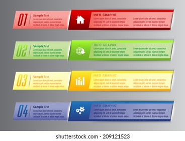 colorful modern text box for website graphic and business, numbers, icon. 
